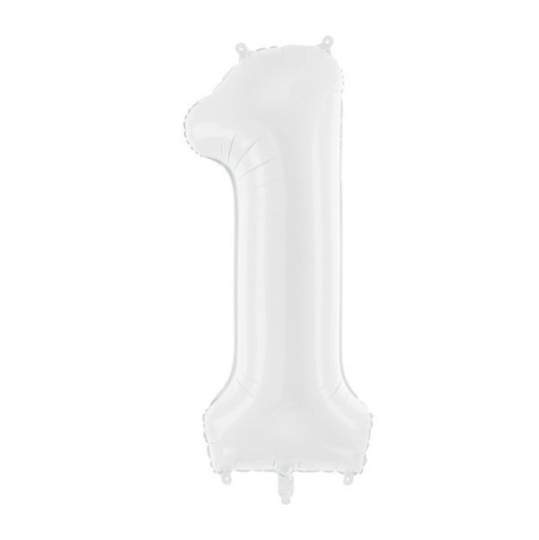 Balónik fóliový biely číslica 1, 86 cm
