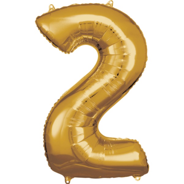 Balónik fóliový v tvare čísla 2 zlatý