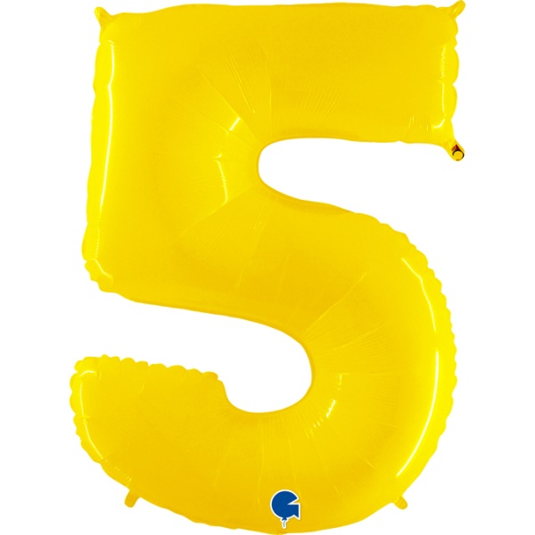 Balónik fóliový číslica 5 žltá 102 cm