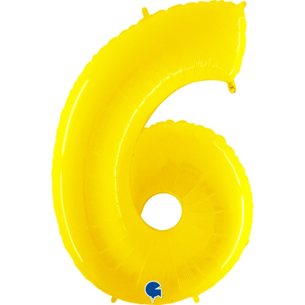 Balónik fóliový číslica 6 žltá 102 cm