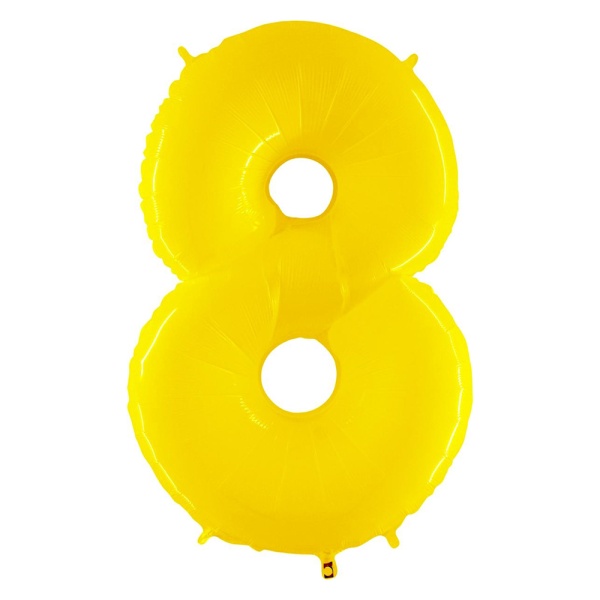 Balónik fóliový číslica 8 žltá 102 cm