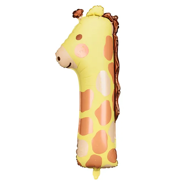 Balónik fóliový číslo 1 Žirafa 42 x 90 cm