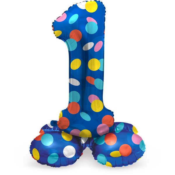 Balónik fóliový číslo 1 samostatne stojaci Lentilky 72 cm