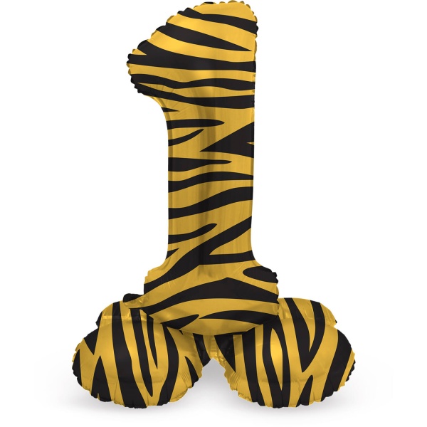 Balónik fóliový číslo 1 samostatne stojaci Tiger 41 cm