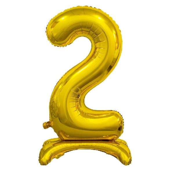 Balónik fóliový číslo 2 na podstavci zlaté 74 cm