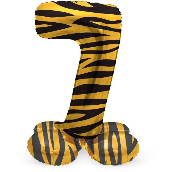Balónik fóliový číslo 7 samostatne stojaci Tiger 41 cm