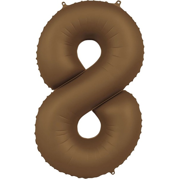 Balónik fóliový číslo 8 Čokoládovo hnedý, matný 86 cm