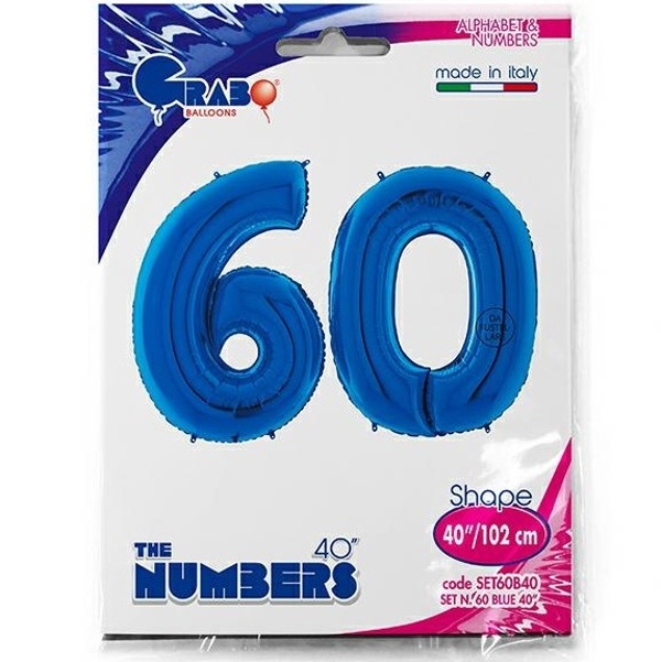 Balónik fóliový číslo modré 60 rokov - 1 ks
