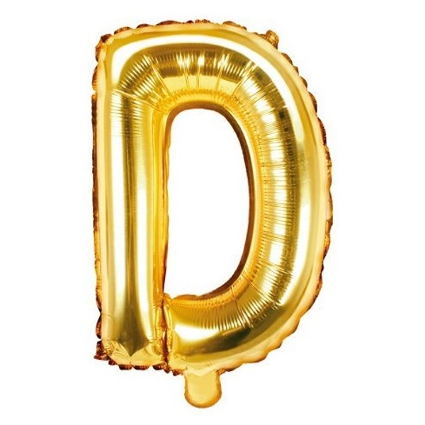 Balónik fóliový písmeno D zlaté 35 cm
