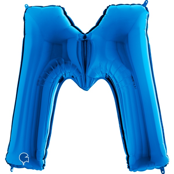 Balónik fóliový písmeno modré M 102 cm