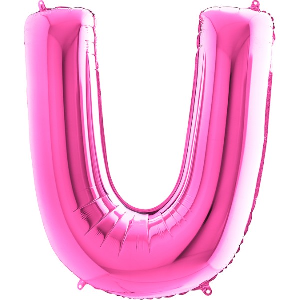 Balónik fóliový písmeno ružové U 102 cm