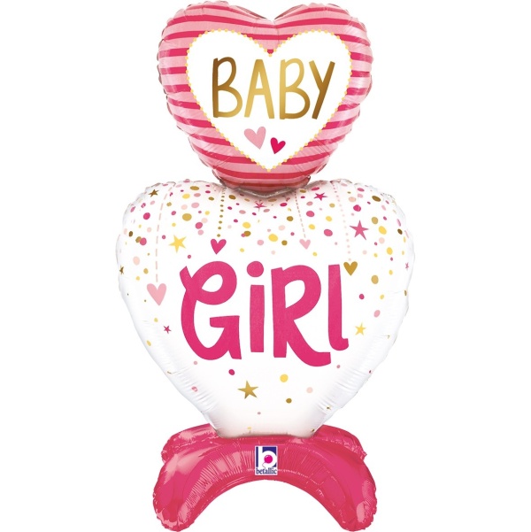 E-shop Balónek foliový samostatne stojaci Baby Girl Srdce 71 cm
