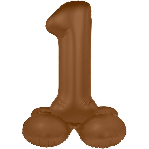E-shop Balónik fóliový samostojaci číslo 1 Čokoládovo hnedá, matný 41 cm