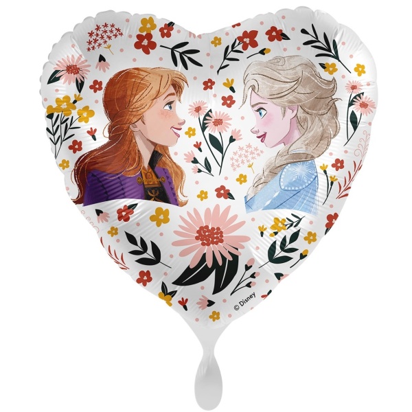 Balónik fóliový Srdce Elsa & Anna Floral 43 cm