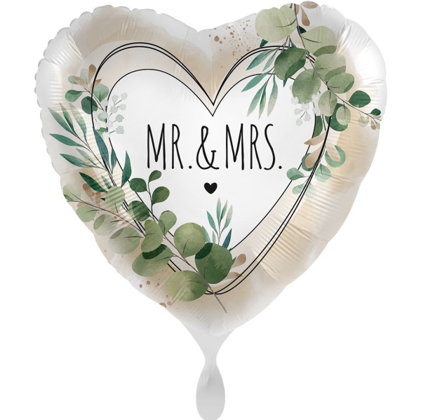 Balnik fliov srdce Mr&Mrs Listy 43 cm
