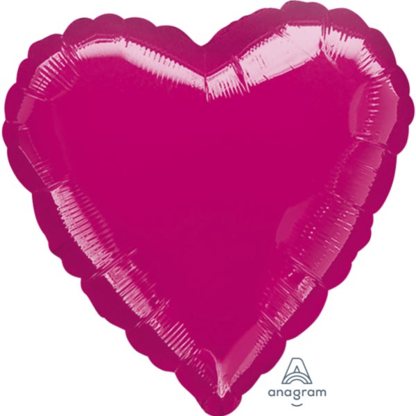 Balónik fóliový Srdce metalické fuchsiové 43 cm