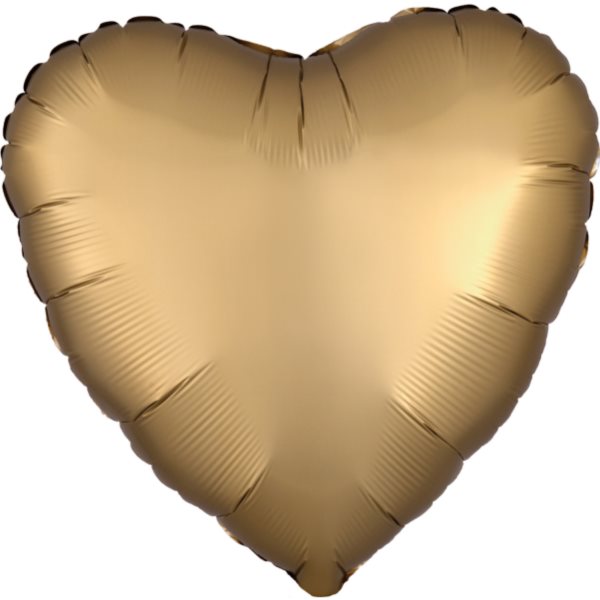 Balónik fóliový Srdce saténové zlaté 43 cm