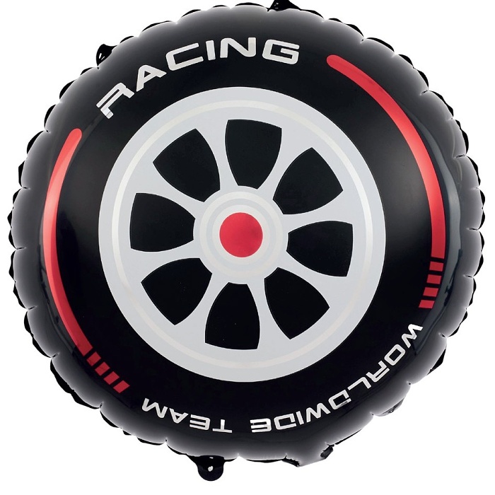 Balónek fóliový závodní pneumatika černá 45x50cm