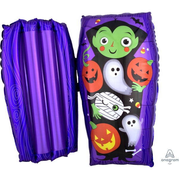 Balónik Halloween fóliový obrí Otvorená rakva