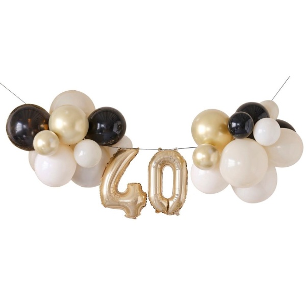 Balóniková dekorácia 40. narodeniny čierna/telová