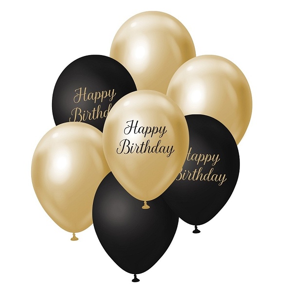 Balnkov buket Happy Birthday erno-zlat 30 cm 7 ks