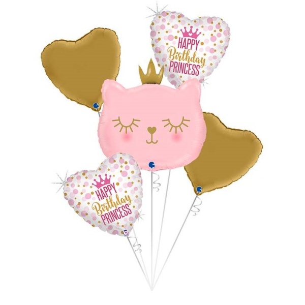 Balónikový buket Mačacia princezná 5 ks