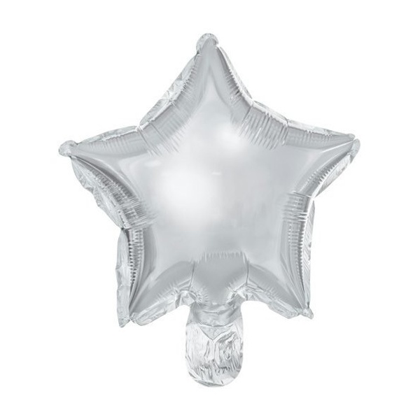 Balóniky fóliové hviezdy strieborné 25 cm 25 ks