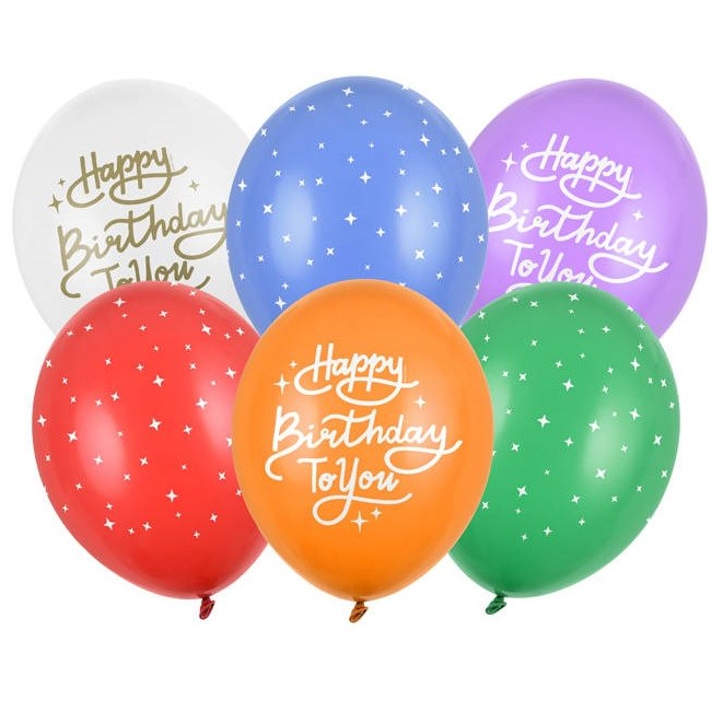 Balniky latexov Happy Birthday To You mix 30 cm 6 ks