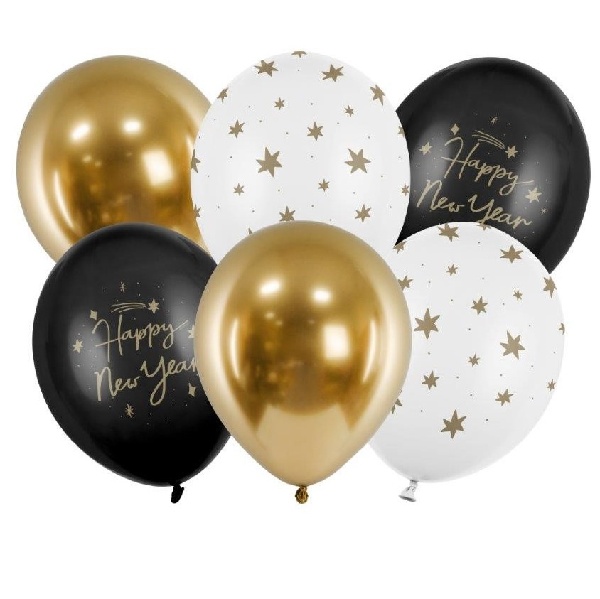 Balniky latexov Happy New Year 30 cm 6 ks