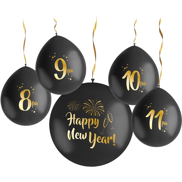Balnky latexov Happy New Year odpoet 33/61 cm 5 ks