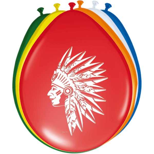 Balóniky latexové Indián farebný 30 cm, 8 ks