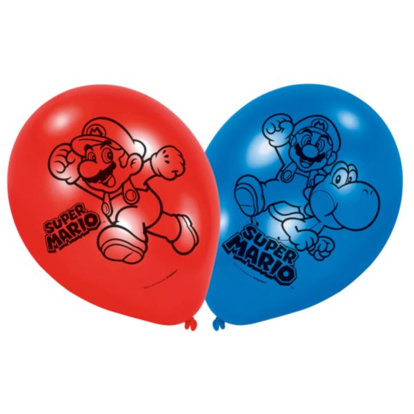 Balóniky latexové Super Mario 22,8 cm (6 ks)