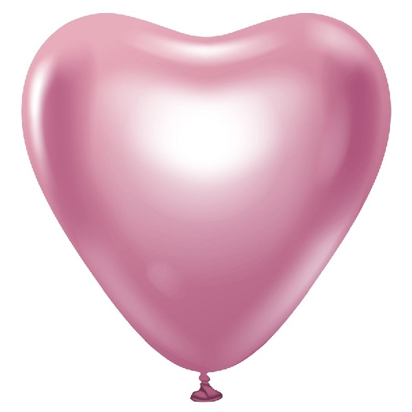 Bal�niky latexov� platinov� svetlo ru�ov� srdce 30 cm, 6 ks