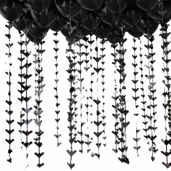 Balóniky latexové čierne s netopierími dekoračnými chvostami 35 ks