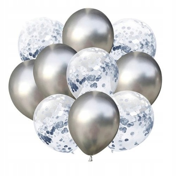 Balniky latexov chrmov/s konfetami strieborn 30 cm 10 ks