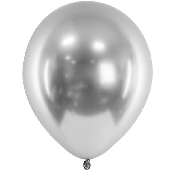 Balóniky latexové chrómové strieborné 30 cm 10 ks