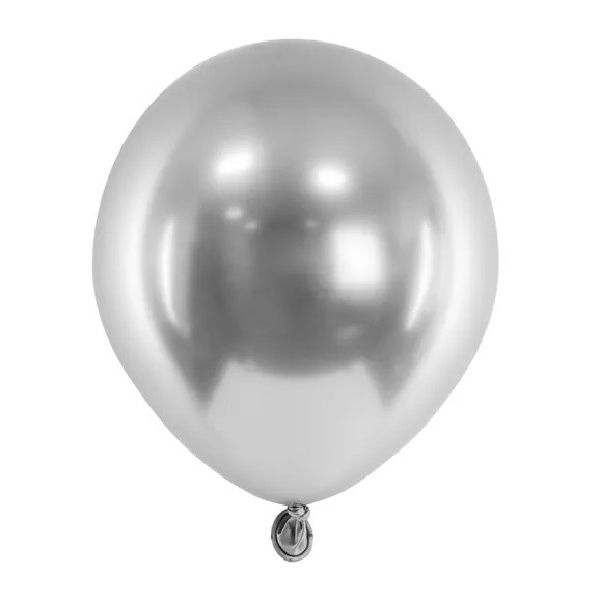 Balóniky latexové lesklé Glossy strieborné 12 cm 50 ks