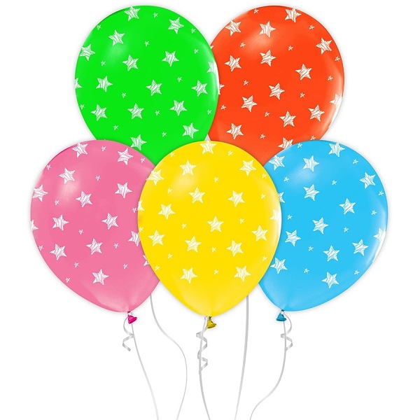 Balniky latexov s hviezdami mix farieb 30 cm 5 ks