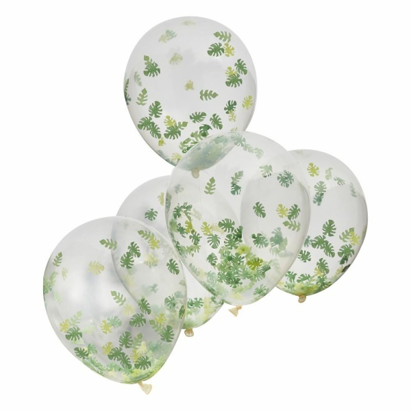 Balóniky latexové transparentné s konfetami Jungle 30 cm, 5 ks