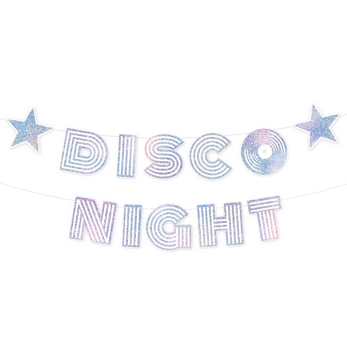 Banner Disco Night stříbrný 182x16 cm