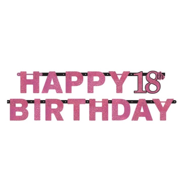 Banner Sparkling ružový Happy Birthday \
