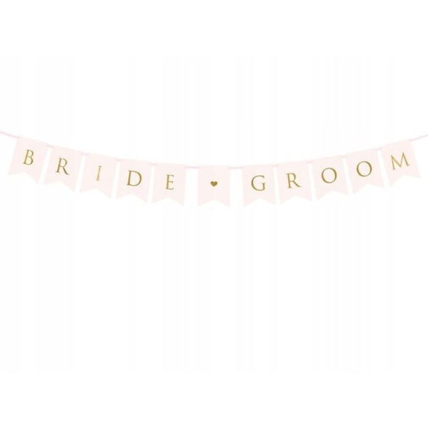 Banner papierový Bride Groom, sv. ružový 15x155 cm