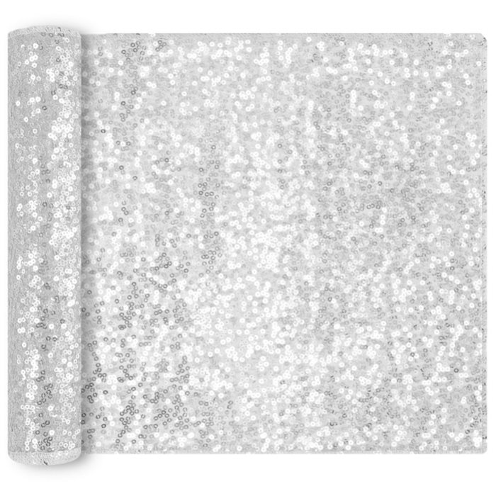 Běhoun na stůl stříbrný flitrovaný 28x200cm
