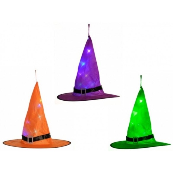 E-shop Čarodejnícky klobúk svietiaci na zavesenie 38 x 35 cm mix farieb 1 ks