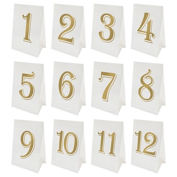 E-shop Čísla na stôl bielo-zlatá 1-12