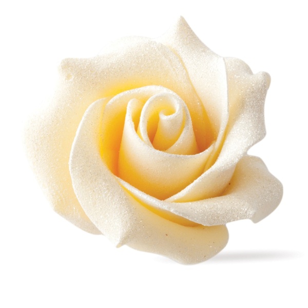 Čokoládové ruže na tortu perleťovo biele 45x30 mm, 15 ks