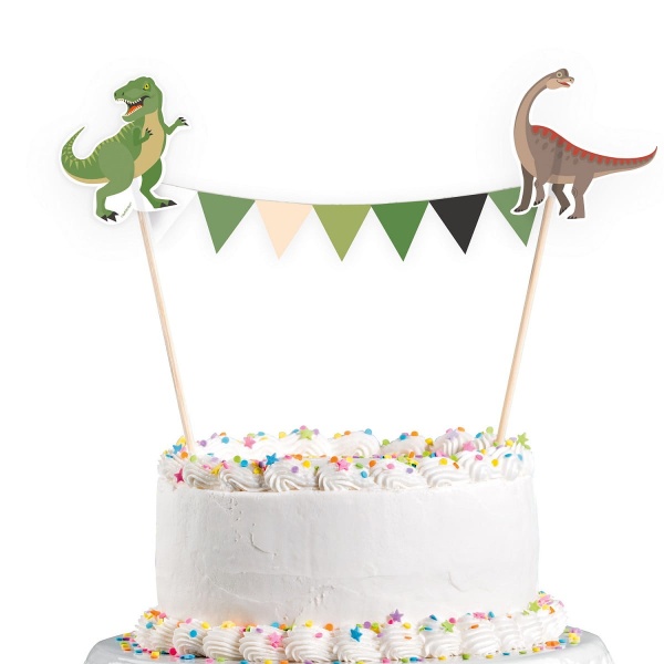 DEKORÁCIA na tortu s vlajočkami Dinosaury 15x20cm
