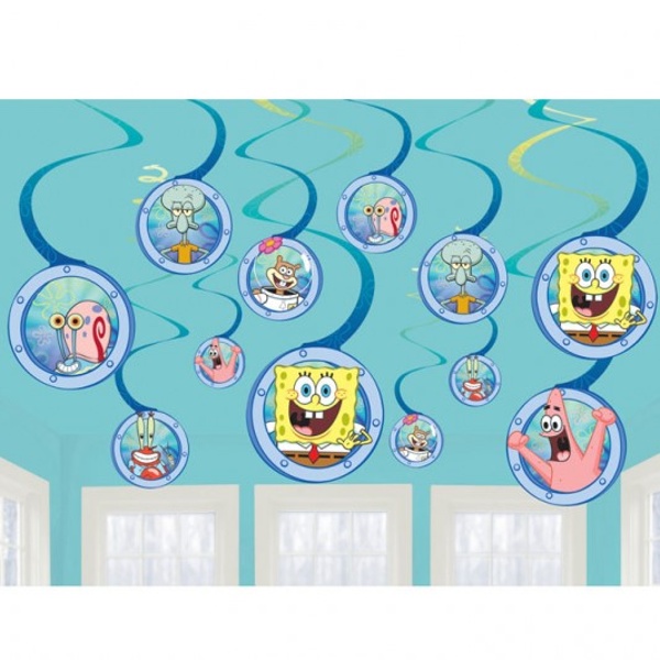 DEKORÁCIA závesné špirály Spongebob 12ks