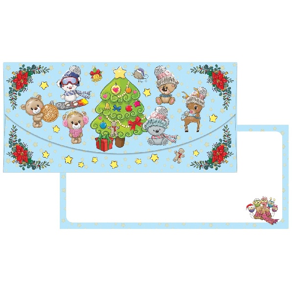 E-shop Darčeková obálka Baby zvieratká pri stromčeku 21 x 10 cm