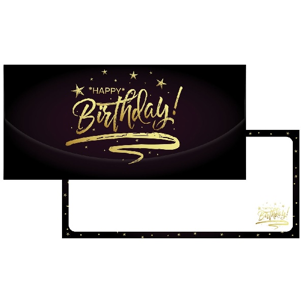 E-shop Darčeková obálka Happy Birthday Black Gold 21 x 10 cm